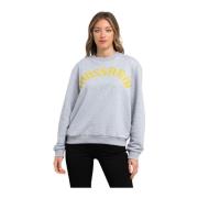 Logo Sweatshirt Ronde Hals Katoen Polyester Trussardi , Gray , Dames