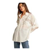 Shirt met kralenborduursel Alma EN Pena , White , Dames