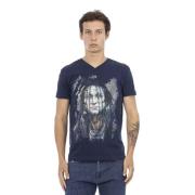 Blauw Stijlvol Kort T-shirt Trussardi , Blue , Heren