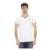 Action T-shirt V-hals Katoen Logo Trussardi , White , Heren