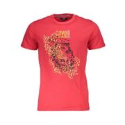 Bedrukt Logo T-shirt Korte Mouw Ronde Hals Cavalli Class , Red , Heren