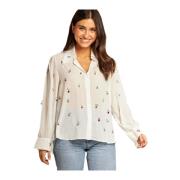 Blouse met kralen en revers Alma EN Pena , White , Dames