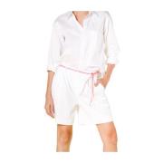 Witte Chino Bermuda Gabardine Shorts Mason's , White , Dames