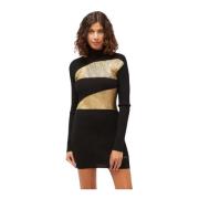 Rolkraagjurk met logodetail Custo Barcelona , Black , Dames