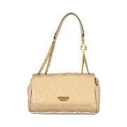 Beige Handtas met Ketting Schouderband Guess , Beige , Dames