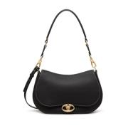 Zwarte leren schoudertas VLogo Signature Valentino Garavani , Black , ...