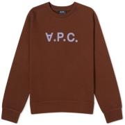 Ronde Hals Sweatshirt Chocolade Logo A.p.c. , Brown , Dames