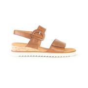 Cognac Leren Sandalen Gabor , Brown , Dames