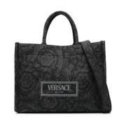 Barocco Athena Tote Tas Zwart Versace , Black , Dames