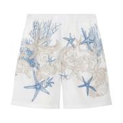 Barocco Sea Print Shorts Versace , White , Heren