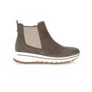 Taupe Suède Sneaker Boot Chelsea Stijl Gabor , Brown , Dames