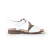 Witte Leren Sandalen Comfortabele Ronde Zool Gabor , White , Dames