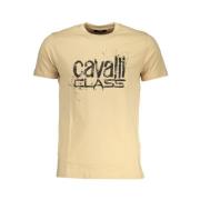 Print Logo Korte Mouw Tee Cavalli Class , Beige , Heren