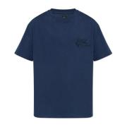 T-shirt met geborduurd logo Etro , Blue , Heren