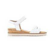 Witte leren sandalen met gevlochten bandjes Gabor , White , Dames