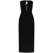 Zwarte Strapless Midi Jurk The Attico , Black , Dames