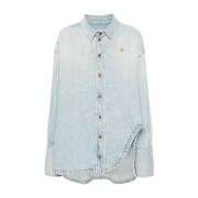 Blauwe Denim Jas met Logoknopen The Attico , Blue , Dames