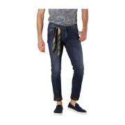 Slim Fit Denim Broek met Camouflage Patroon Mason's , Blue , Heren