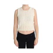 Mouwloos Katoenmix Vest Trui Pink Memories , Beige , Dames