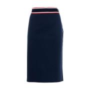 Blauwe viscose kokerrok met driekleurige tailleband Pinko , Blue , Dam...