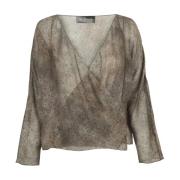 Zijden Dejavu Print Kruis Blouse Cortana , Gray , Dames