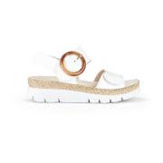 Witte Leren Anatomische Sandalen Gabor , White , Dames