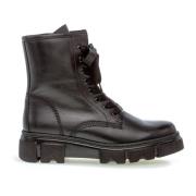 Zwarte Leren Veterschoenen Gabor , Black , Dames