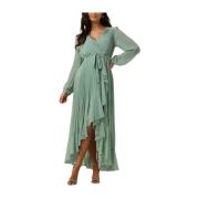 Elegante Maxi Jurk Mint Geplooid Twinset , Green , Dames