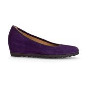 Paarse Velvet Wedge Ballerina Schoenen Gabor , Purple , Dames