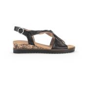 Zwarte leren kruisband sandalen Gabor , Black , Dames