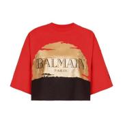 Disney x: The Lion King - Zonsondergang bedrukt kort T-shirt Balmain ,...