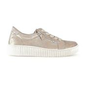 Fluweel Leren Sneakers Gabor , Gray , Dames