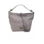 Elegante Grijze Leren Schoudertas Pompei Donatella , Gray , Dames