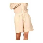 Relaxte Linnen Chino Bermuda Shorts Mason's , Beige , Dames