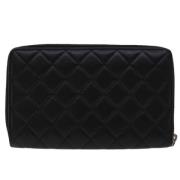 Pre-owned Leather wallets Chanel Vintage , Black , Dames