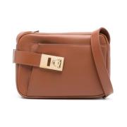 Bruine leren crossbody tas Gancini Salvatore Ferragamo , Brown , Dames