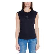 Zwarte Mouwloze Katoenen T-shirt Calvin Klein Jeans , Black , Dames