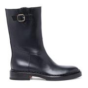 Leren Enkellaarsjes Santoni , Black , Dames