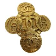 Pre-owned Metal brooches Chanel Vintage , Yellow , Dames