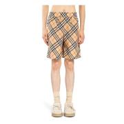 Handtekening Elastische Taille Shorts Burberry , Beige , Heren