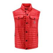 Gewatteerd mouwloos nylonjack met zakken Moncler , Red , Heren