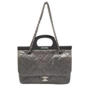 Pre-owned Leather chanel-bags Chanel Vintage , Gray , Dames