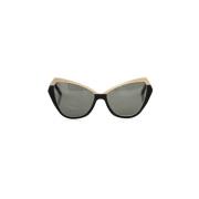 Cat Eye Zonnebril Zwart & Goud Frankie Morello , Multicolor , Unisex