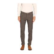 Slim Fit Glen Check Chino Broek Mason's , Brown , Heren