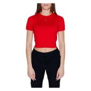 Rode Gebreide Ronde Hals Trui Tommy Jeans , Red , Dames