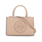 Eco-lederen winkeltas met dubbel T-logo Tory Burch , Beige , Dames