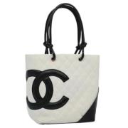 Pre-owned Leather totes Chanel Vintage , White , Dames