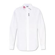 Shirt met logo Moschino , White , Heren