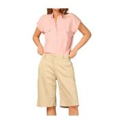 Straight Chino Bermuda Shorts in Licht Beige Mason's , Beige , Dames