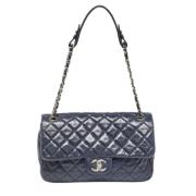 Pre-owned Leather chanel-bags Chanel Vintage , Blue , Dames